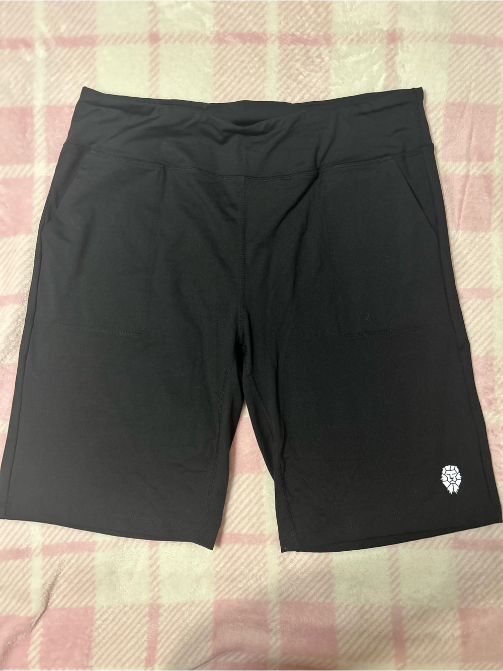 Women's Black Athletic Bike Shorts with Subtle White Logo